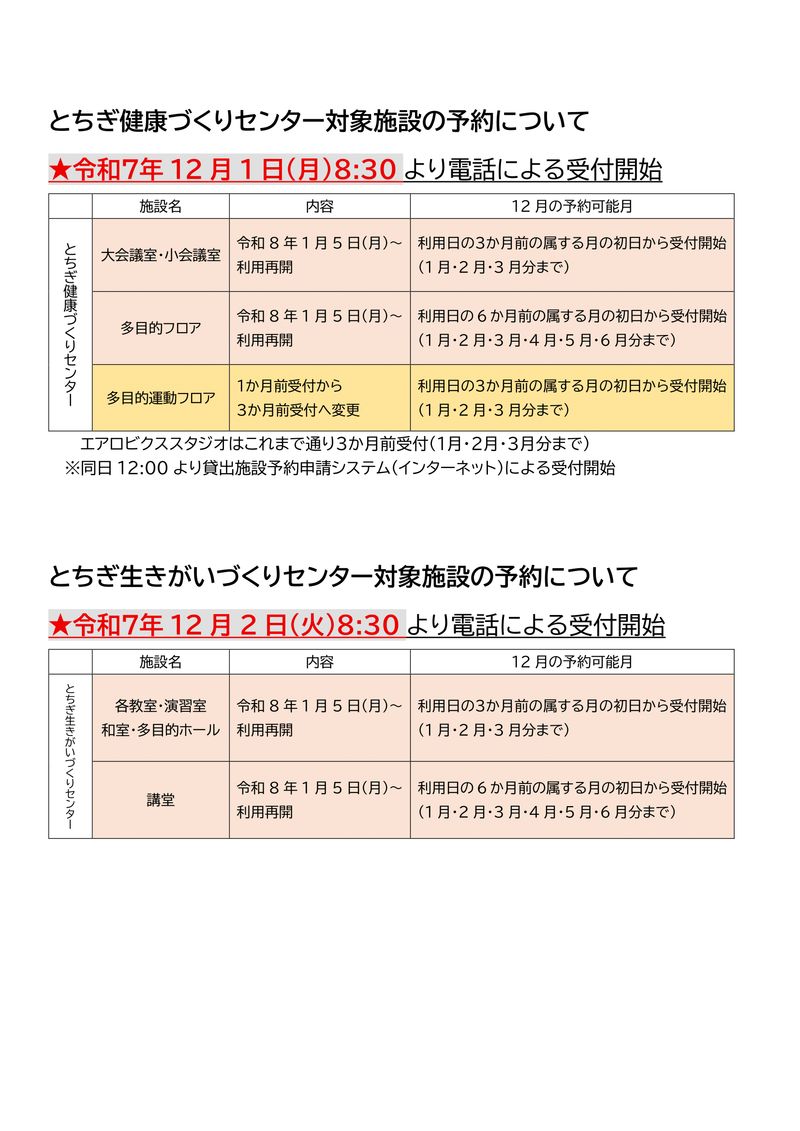 貸出施設再開のお知らせ2